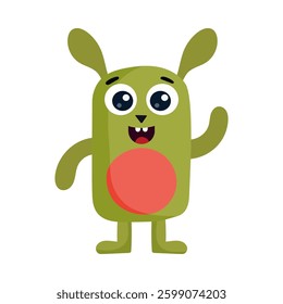 Funny cartoon monster character. Kids cartoon character design for poster, baby products logo and packaging design.