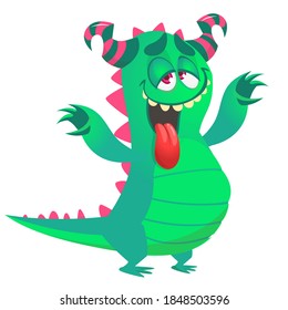 Funny cartoon monster creature. Halloween illustration