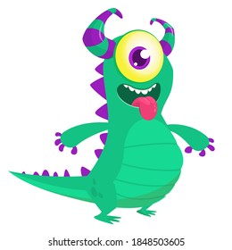 Funny cartoon monster creature. Halloween illustration