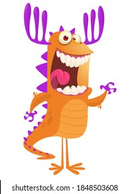 Funny cartoon monster creature. Halloween illustration