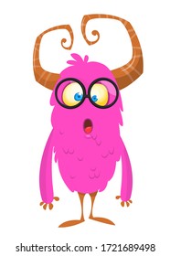 Funny cartoon monster creature. Vector Halloween illustration.