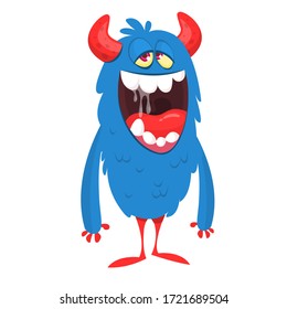 Funny cartoon monster creature. Vector Halloween illustration.