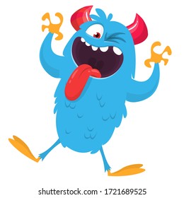 Funny cartoon monster creature. Vector Halloween illustration.