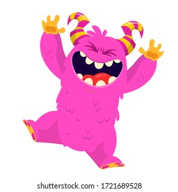 Funny cartoon monster creature. Vector Halloween illustration.