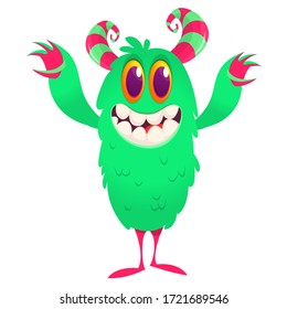 Funny cartoon monster creature. Vector Halloween illustration.