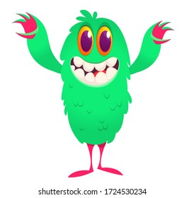 Funny cartoon monster creature. Vector Halloween illustration.
