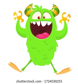 Funny cartoon monster creature. Vector Halloween illustration.