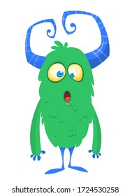 Funny cartoon monster creature. Vector Halloween illustration.