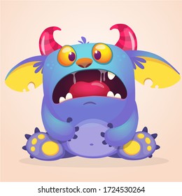 Funny cartoon monster creature. Vector Halloween illustration.