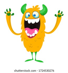 Funny cartoon monster creature. Vector Halloween illustration.