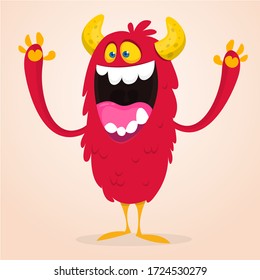 Funny cartoon monster creature. Vector Halloween illustration.