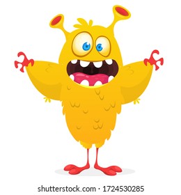 Funny cartoon monster creature. Vector Halloween illustration.