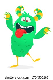 Funny cartoon monster creature. Vector Halloween illustration.