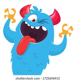 Funny cartoon monster creature. Vector Halloween illustration.