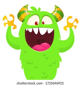Funny cartoon monster creature. Vector Halloween illustration.