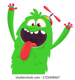 Funny cartoon monster creature. Vector Halloween illustration.