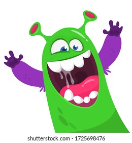 Funny cartoon monster creature. Vector Halloween illustration.