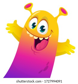 Funny cartoon monster creature. Vector Halloween illustration.