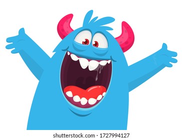 Funny cartoon monster creature. Vector Halloween illustration.