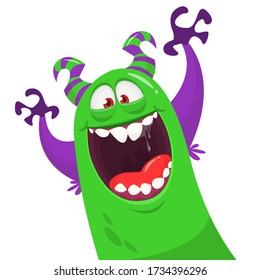 Funny cartoon monster creature. Vector Halloween illustration.