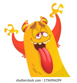 Funny cartoon monster creature. Vector Halloween illustration.