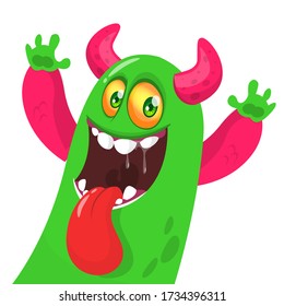 Funny cartoon monster creature. Vector Halloween illustration.