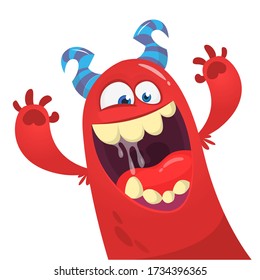Funny cartoon monster creature. Vector Halloween illustration.