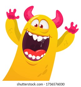 Funny cartoon monster creature. Vector Halloween illustration.