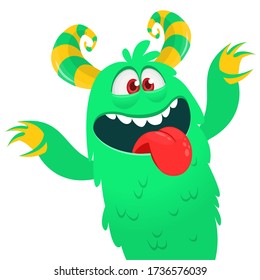 Funny cartoon monster creature. Vector Halloween illustration.