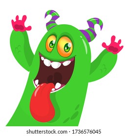 Funny cartoon monster creature. Vector Halloween illustration.
