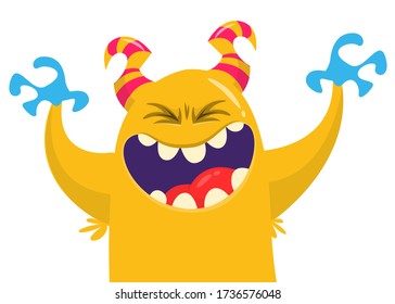 Funny cartoon monster creature. Vector Halloween illustration.