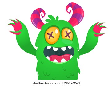 Funny cartoon monster creature. Vector Halloween illustration.