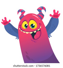 Funny cartoon monster creature. Vector Halloween illustration.