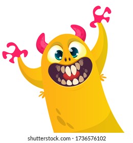 Funny cartoon monster creature. Vector Halloween illustration.