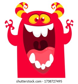 Funny cartoon monster creature. Vector Halloween illustration.