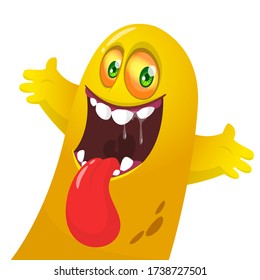 Funny cartoon monster creature. Vector Halloween illustration.