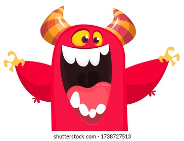 Funny cartoon monster creature. Vector Halloween illustration.