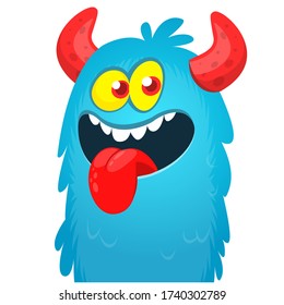 Funny cartoon monster creature. Vector Halloween illustration.