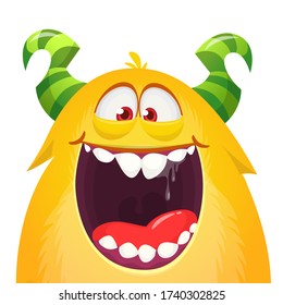 Funny cartoon monster creature. Vector Halloween illustration.