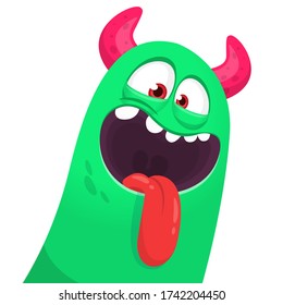 Funny cartoon monster creature. Vector Halloween illustration.