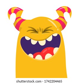 Funny cartoon monster creature. Vector Halloween illustration.