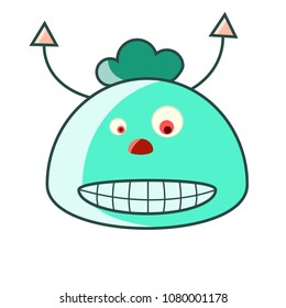 Funny cartoon monster cute alien character creature happy illustration devil colorful vector.