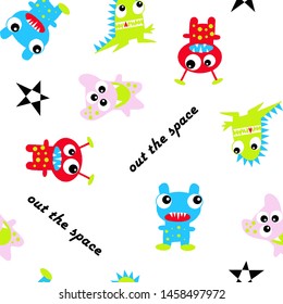 Funny cartoon monster cute alien character creature happy illustration devil colorful animal vector, Vector Set of Cute Cartoon Monsters