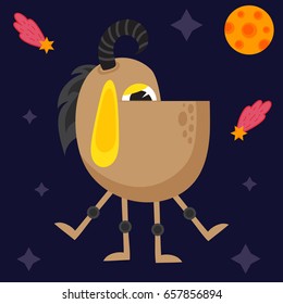 Funny cartoon monster cute alien character creature happy illustration devil colorful animal vector.