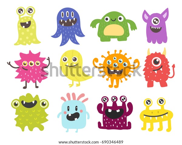 Funny Cartoon Monster Cute Alien Character Stock Vector Royalty Free