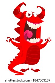 Funny cartoon monster design. Dragon illustration