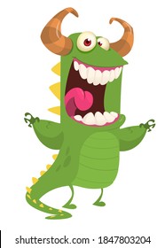 Funny cartoon monster design. Dragon illustration