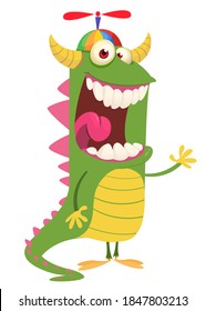 Funny cartoon monster design. Dragon illustration