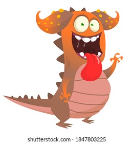 Funny cartoon monster design. Dragon illustration