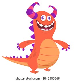 Funny cartoon monster design. Dragon illustration